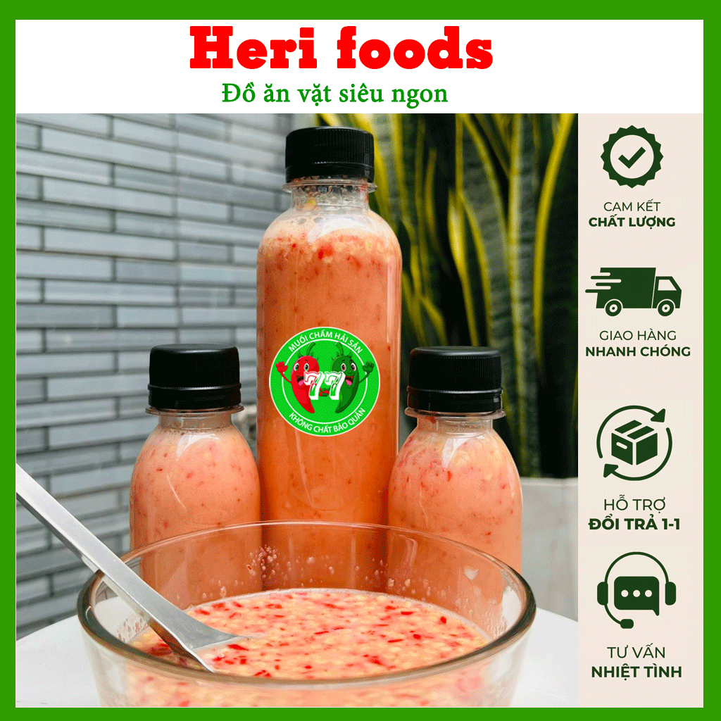 Chai 400Gram Muối ớt đỏ 77 - Nước chấm thần thánh thương hiệu 77 chính hãng - Heri Foods