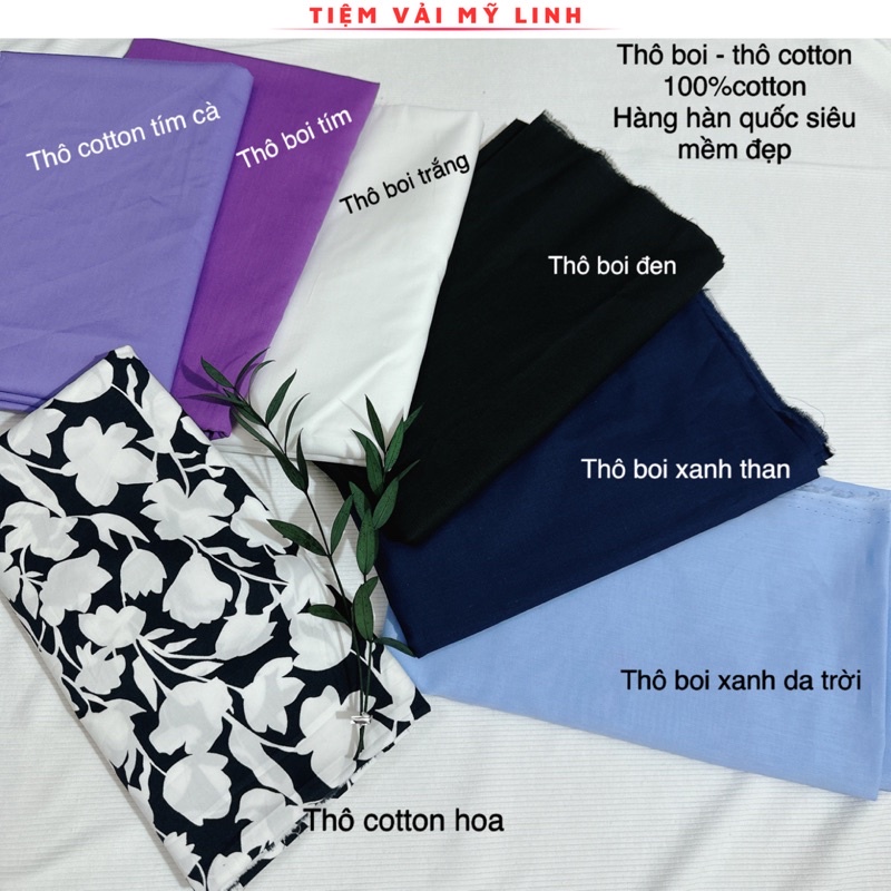 Vải thô boi - thô cotton 100% cotton mềm mát may váy áo