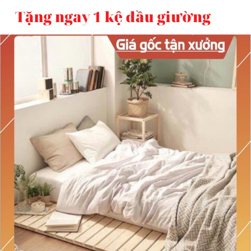 Giường Ngủ Pallet Gỗ Thông Gấp Gọn không mối mọt ,Tặng ngay 1 kệ đầu giường