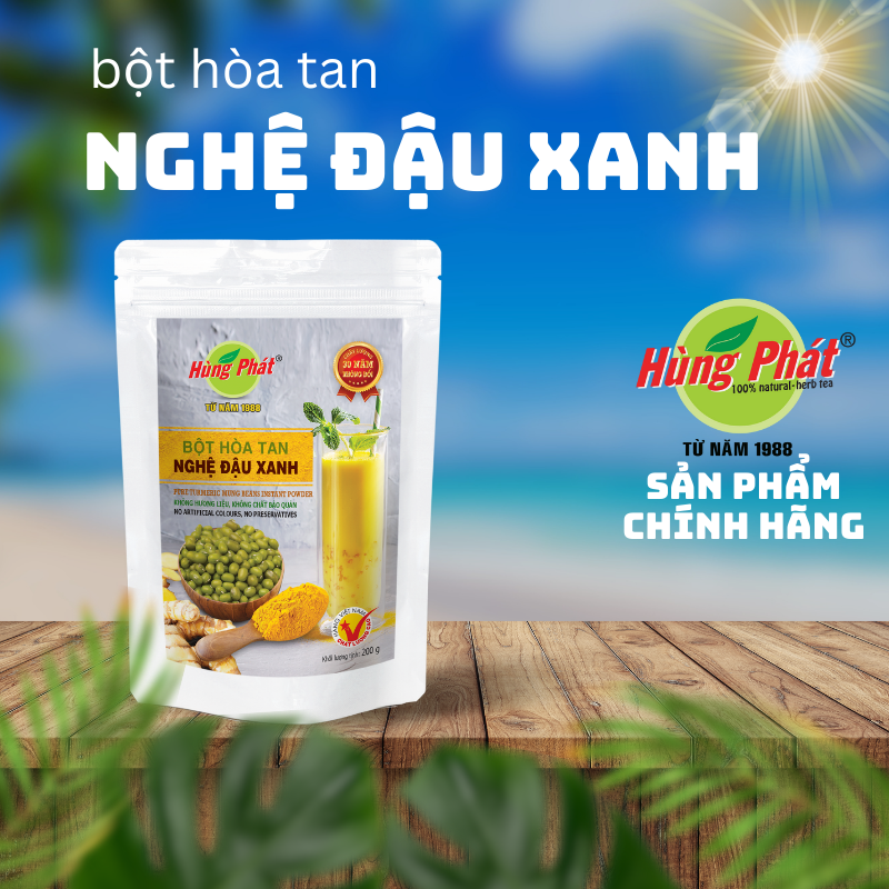 Bột hòa tan nghệ đậu xanh gói 200g - thương hùng phát