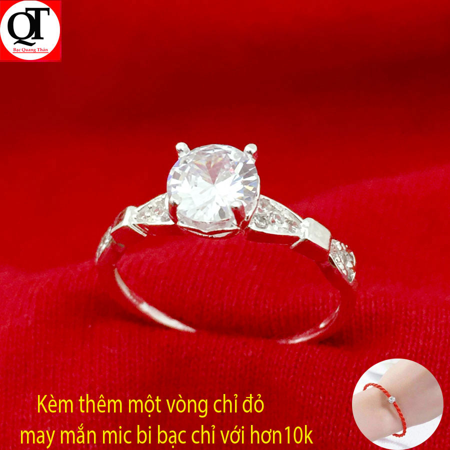 Nhẫn nữ Bạc Quang Thản, nhẫn bạc nữ ổ cao gắn đá kim cương nhân tạo 6ly chất liệu bạc thật không xi mạ có thể chỉnh size tay yêu cầu, phong cách trẻ trung thích hợp đeo tại các buổi dạ tiệc, sinh nhật, làm quà tặng – QTNU50