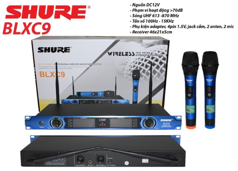 [HCM][ TOP MICRO BÁN CHẠY SỐ 1  ] BỘ 2 MICRO KARAOKE KHÔNG DÂY UHF SHURE BLXC9(Chính Hãng) - Top Micro Karaoke Không Dây Mua Nhiều - Bộ Micro Karaoke Gia Đình Giá Rẻ Hát Cực NhạyChống Hú Rít Không Vỡ Tiếng Âm Thanh Trung Thực Sống Động