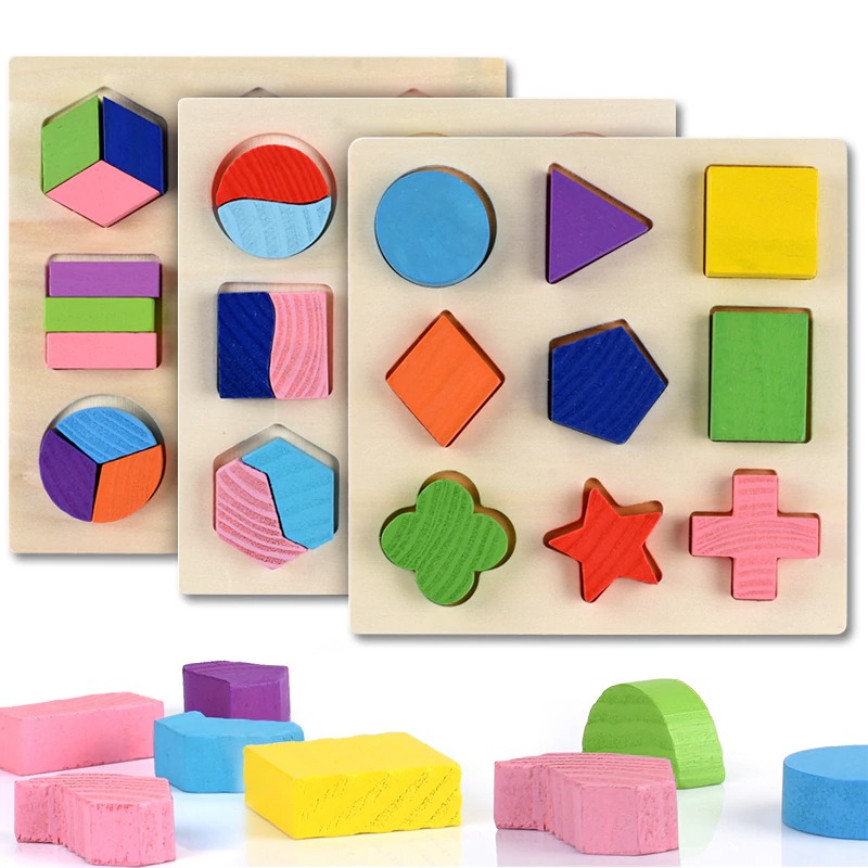 bộ xếp các khối hình học bằng gỗ giúp bé phát triển trí tuệ sớm 1