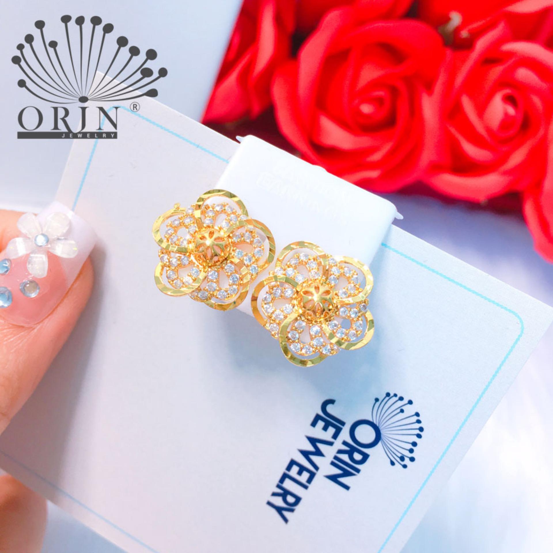 Bông tai thời trang nữ, bông tai hoa viền lưới thiết kế cao cấp Orin T551 - Long Tien