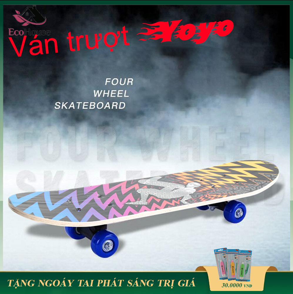 Ván trượt YoYo 60cm dành cho trẻ em từ 2 tuổi trở lên, thiết kế chắc chắn, độ bền cao chống va đập, cân bằng an toàn