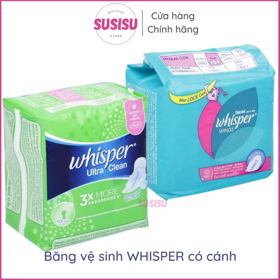 Băng vệ sinh whisper regular flow-wings/bvs mỏng cánh whisper ultra clean 24cm loại có cánh