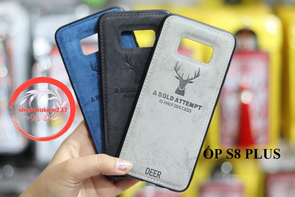 Ốp lưng samsung galaxy s8 plus ốp dẻo tpu vải jean khắc nai cao cấp