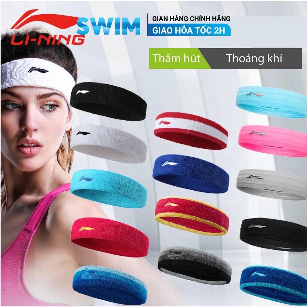 Băng đô thể thao li-ning nam nữ thời trang thấm hút thoáng khí băng trán li-ning băng đô tập gym băng đô tập lining
