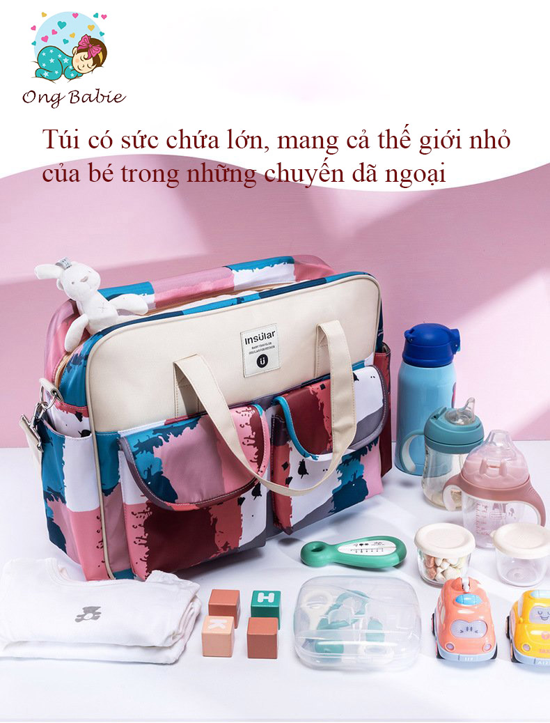 Túi xách bỉm sữa đa năng insular dành cho mẹ & bé phong cách hàn quốc