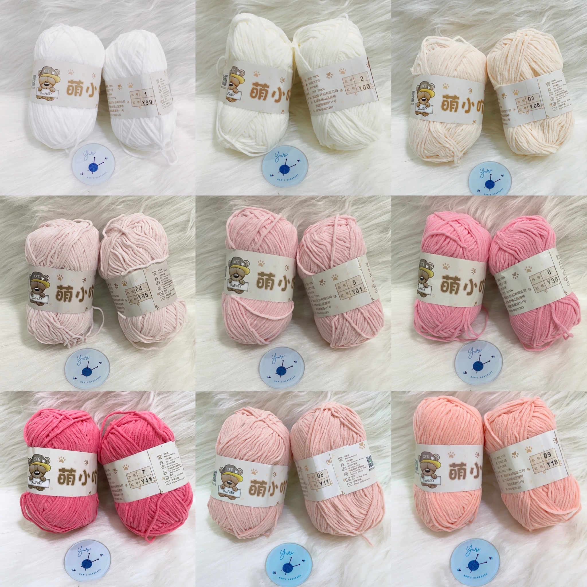 Len nhung gấu, baby gấu, sợi nhung đũa mini