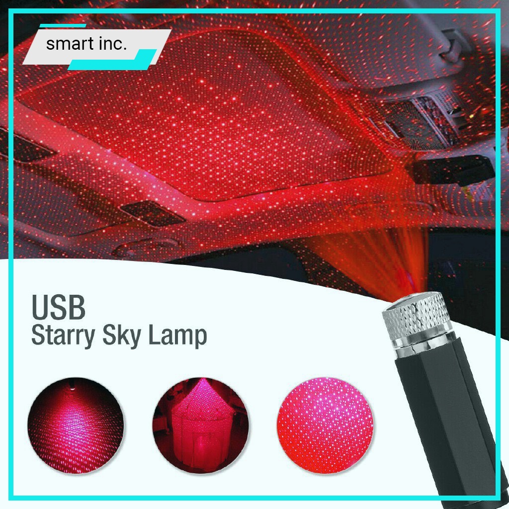 Đèn Led Laser Nhấp Nháy Chiếu Trần Trang Trí Xe Hơi Oto Đèn Phòng Ngủ Sạc Usb Mini