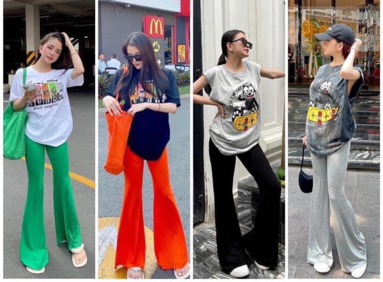 Quần legging nữ ống loe thun thái Rainbow (cotton hoặc Rayon) FREESIZE