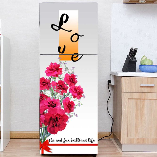 Decal dán trang trí tủ lạnh mẫu cẩm chướng sang trọng lịch lãm