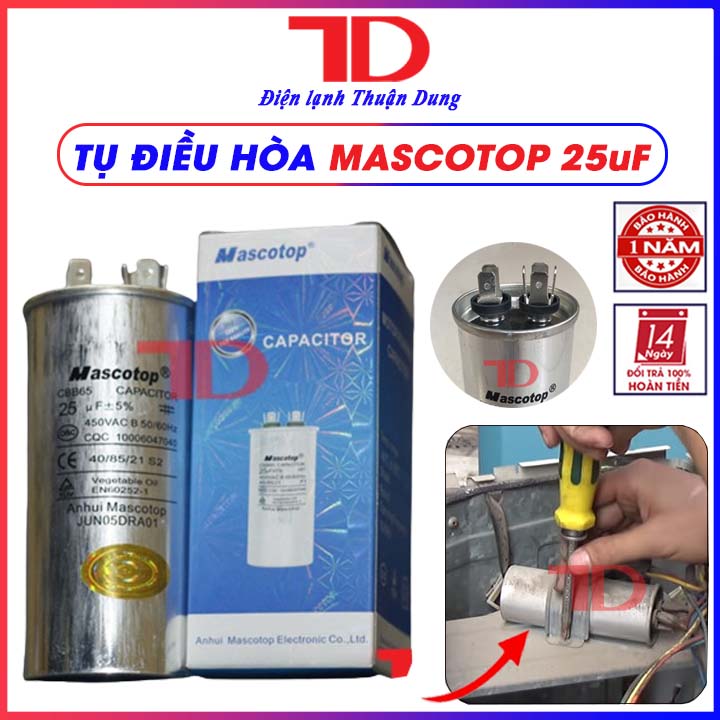 Tụ điều hòa mascotop 25uf, capacitor mascotop - điện lạnh thuận dung