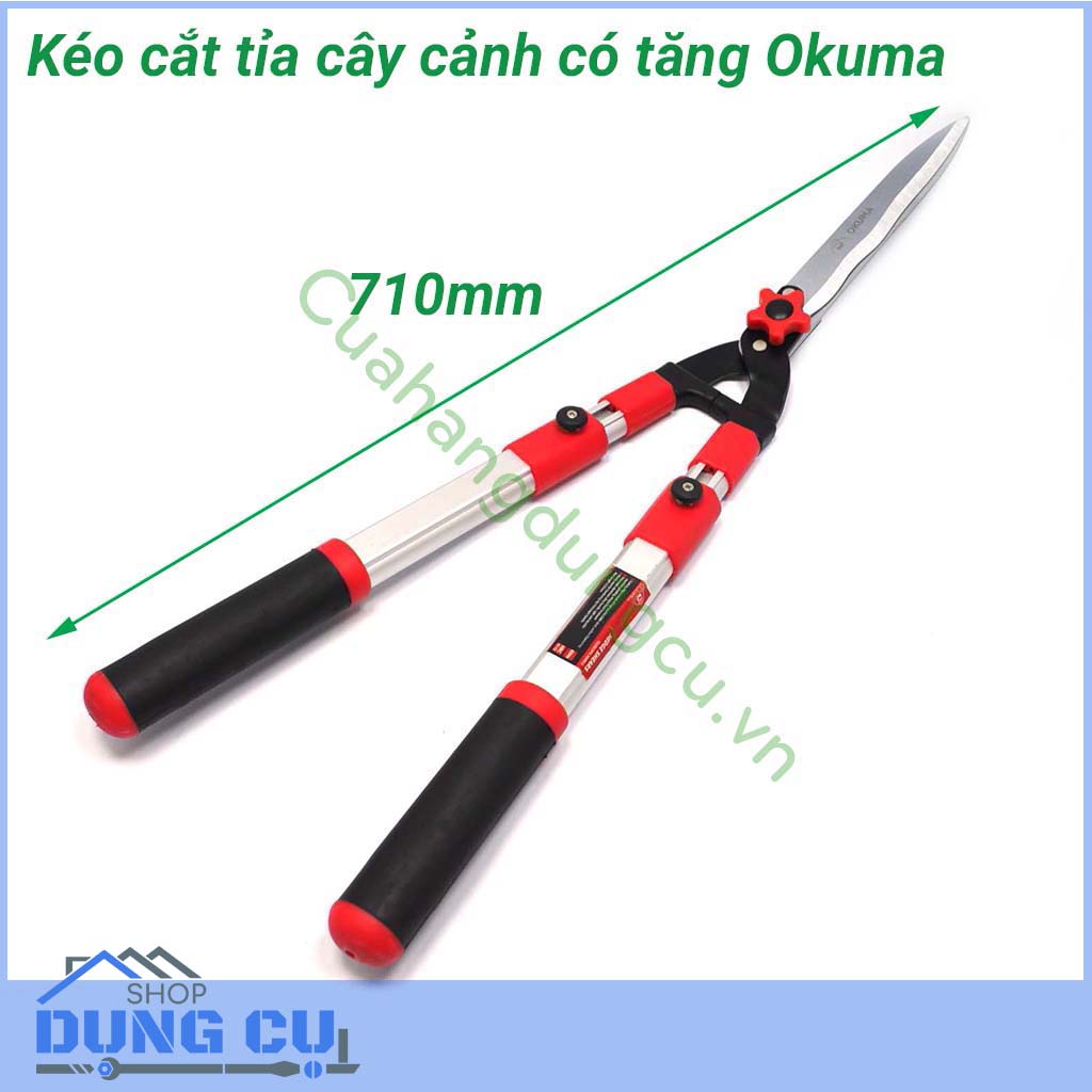Kéo cắt tỉa cây cảnh hàng rào có tăng độ dài cán Okuma