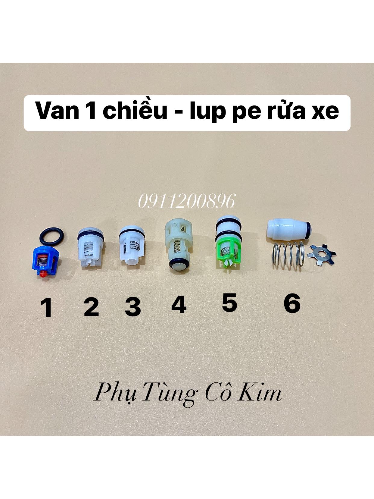 COMBO Van 1 chiều, Lúp pê lò xo, van đạn, van hỏa tiễn máy rửa xe thông dụng