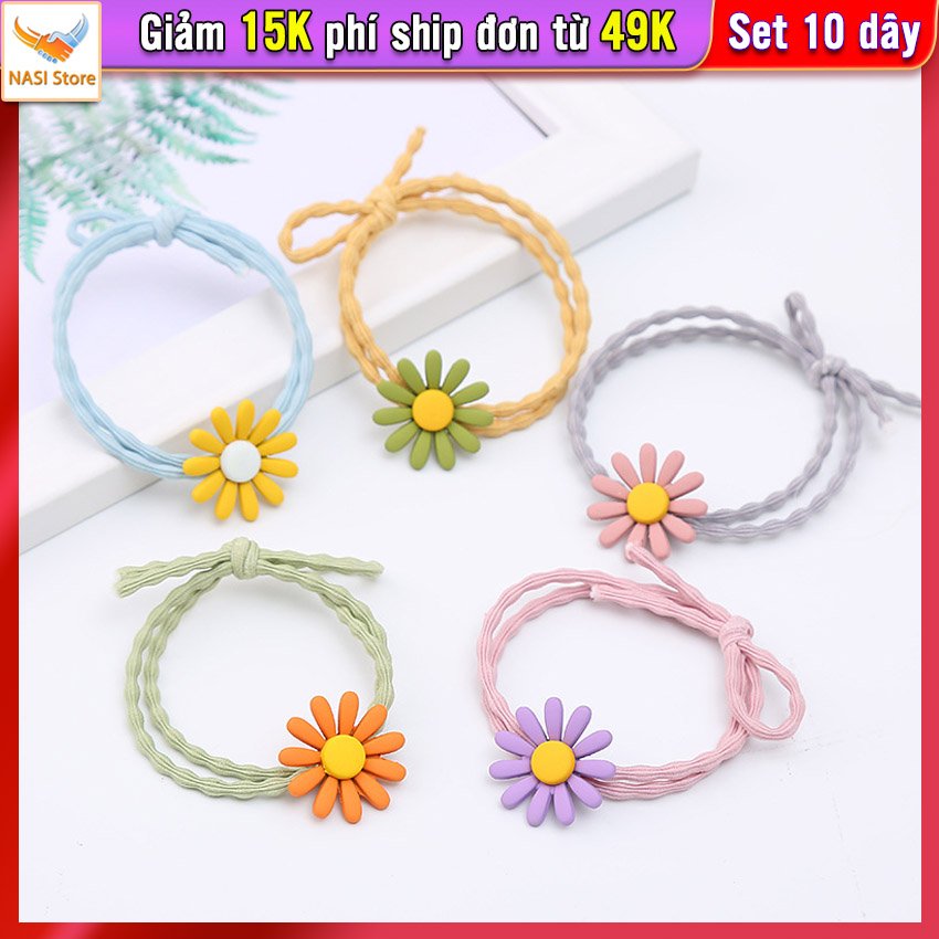 Dây buộc tóc nữ hoa cúc họa mi [Set 10 dây] NASI Store dễ thương phong cách hàn quốc thun cột tóc nữ co giãn tốt phụ kiện tóc