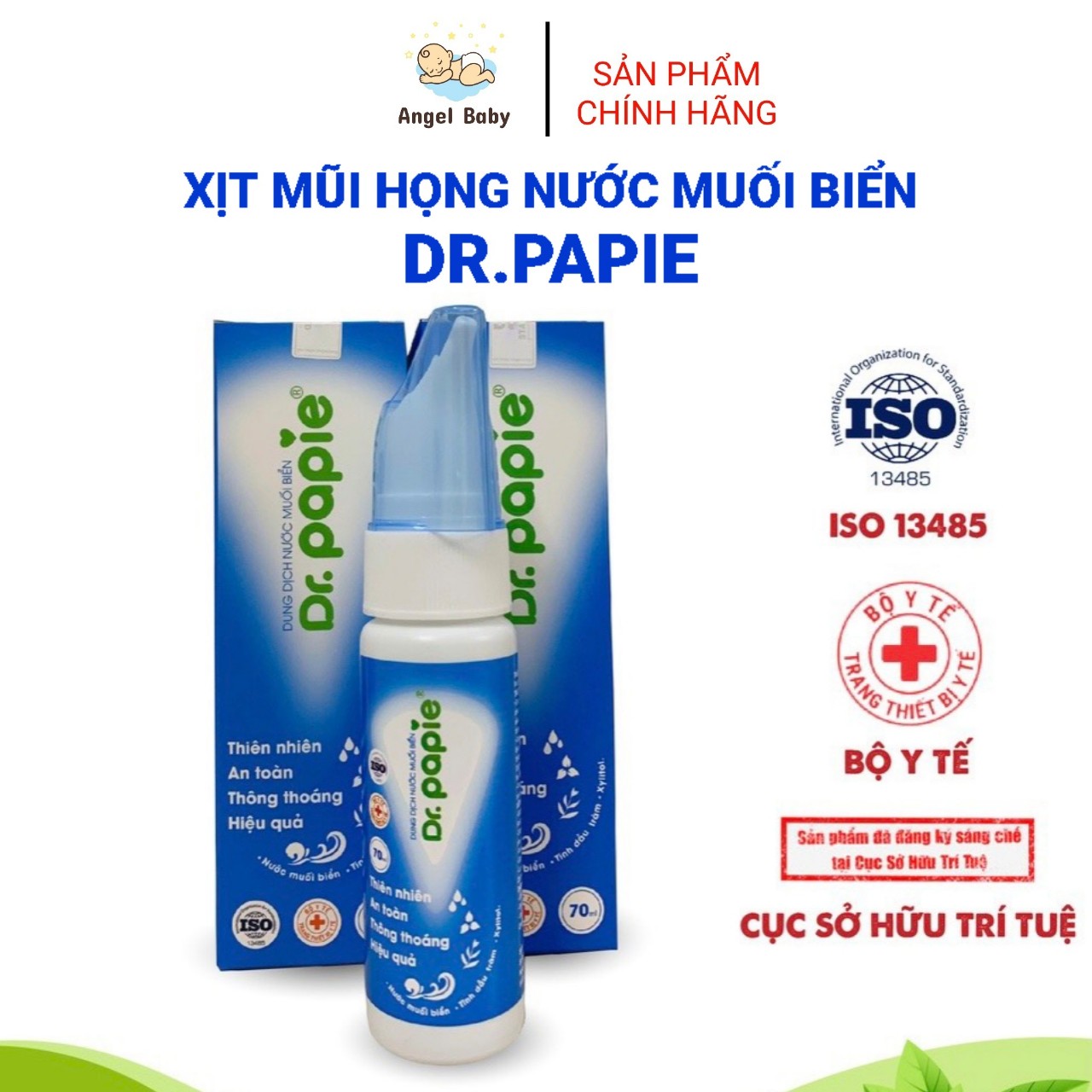 Xịt mũi họng nước muối biển sâu Dr.Papie 70ml