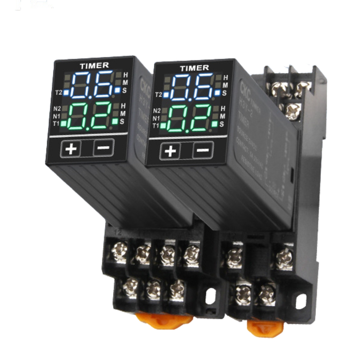 Timer mini H3Y-4 điện tử, Rơ le thời gian kỹ thuật số 0.1S-99H chế độ on off delay bật tắt chu kỳ đa năng kèm chân đế