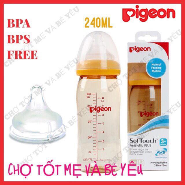 Bình sữa pigeon cổ rộng 240ml ppsu cao cấp