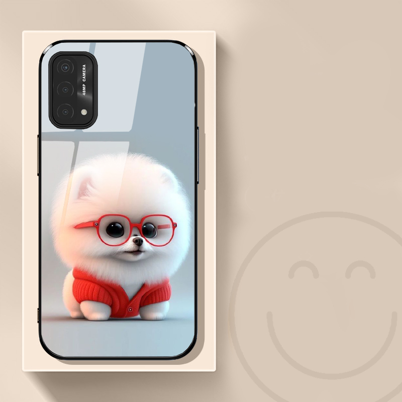 Ốp Lưng Oppo A74, A74 5G, A95 mặt kính in hình gấu dễ thương