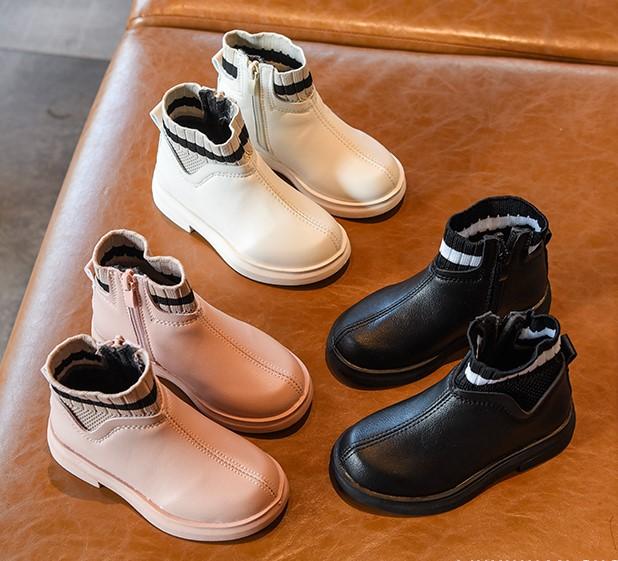 Boot bé gái cổ thấp chất liệu da phong cách Hàn Quốc phối đồ cực xinh đế mềm đi êm chân