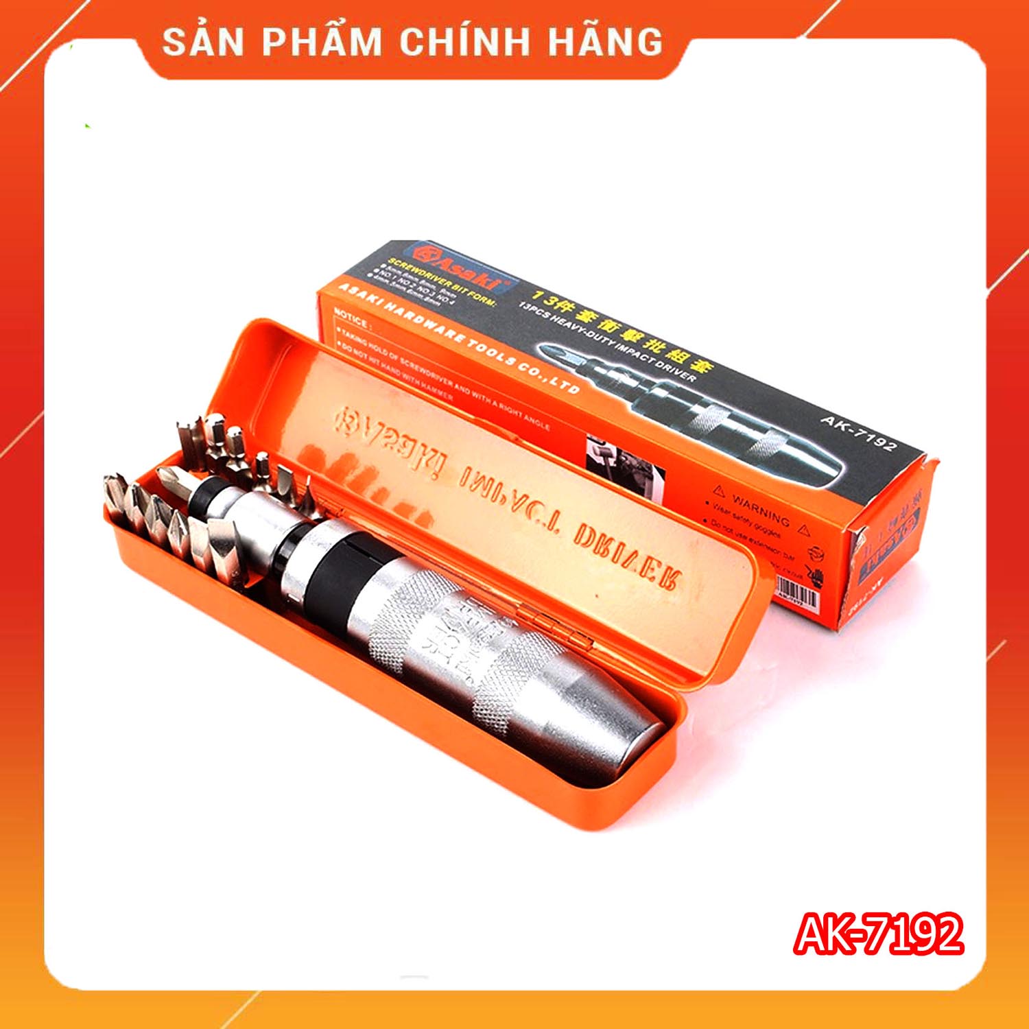 Bộ tô vít đóng tự động 13 mũi cao cấp asaki ak7192 - bộ tuốc nơ vít đóng asaki 13 mũi ak-7192