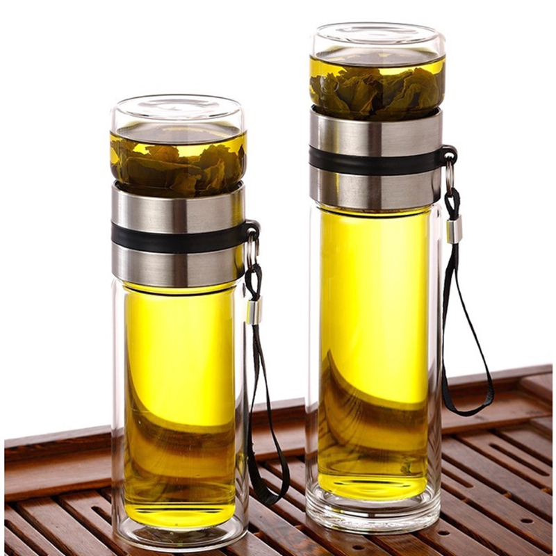 Bình pha trà giữ nhiệt, Bình pha trà thủy tinh 2 lớp có lưới lọc inox 304, Bình Thủy tinh pha trà, Bình thủy tinh giữ nhiệt 2 lớp, Dung tích 350ml/450ml