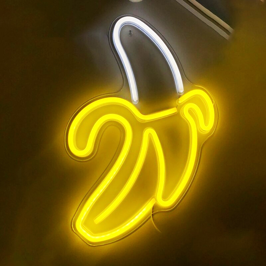 Đèn led neon sign quả chuối, decor trang trí phòng, nhà cửa, văn phòng
