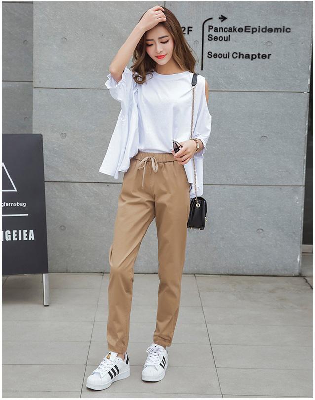 Quần baggy kaki nư ông suông lưng thun