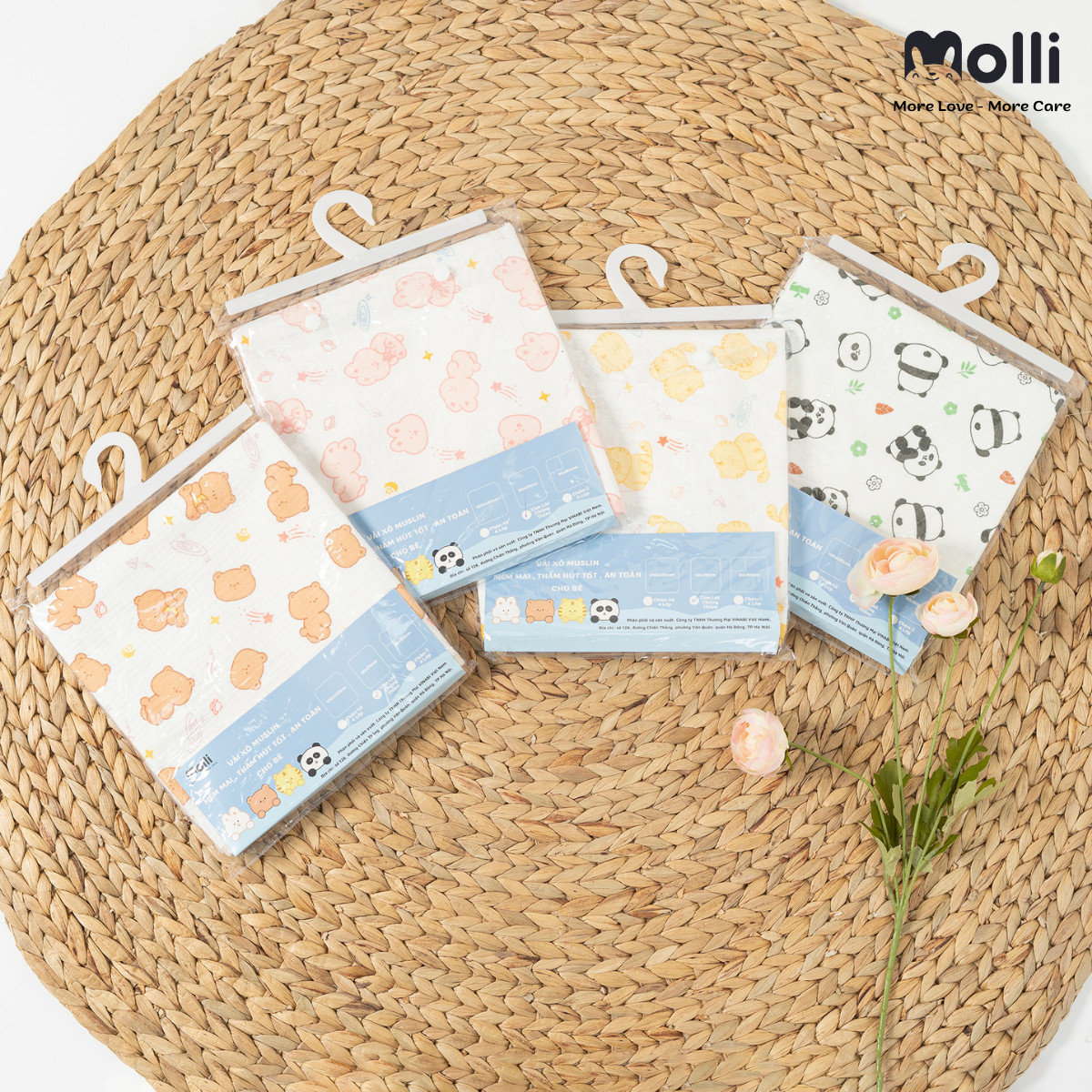 Lót chống thấm xô muslin Molli kt 50-70cm cho bé