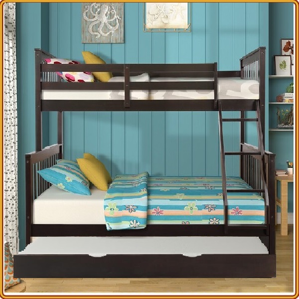 Giường 3 Tầng Gỗ Tự Nhiên K.Bed (1m/1m4/1m) Tiết Kiệm Diện Tích - Giường Tầng Có Thể Tách Thành Các Giường Đơn - Người Lớn Có Sử Dụng Được