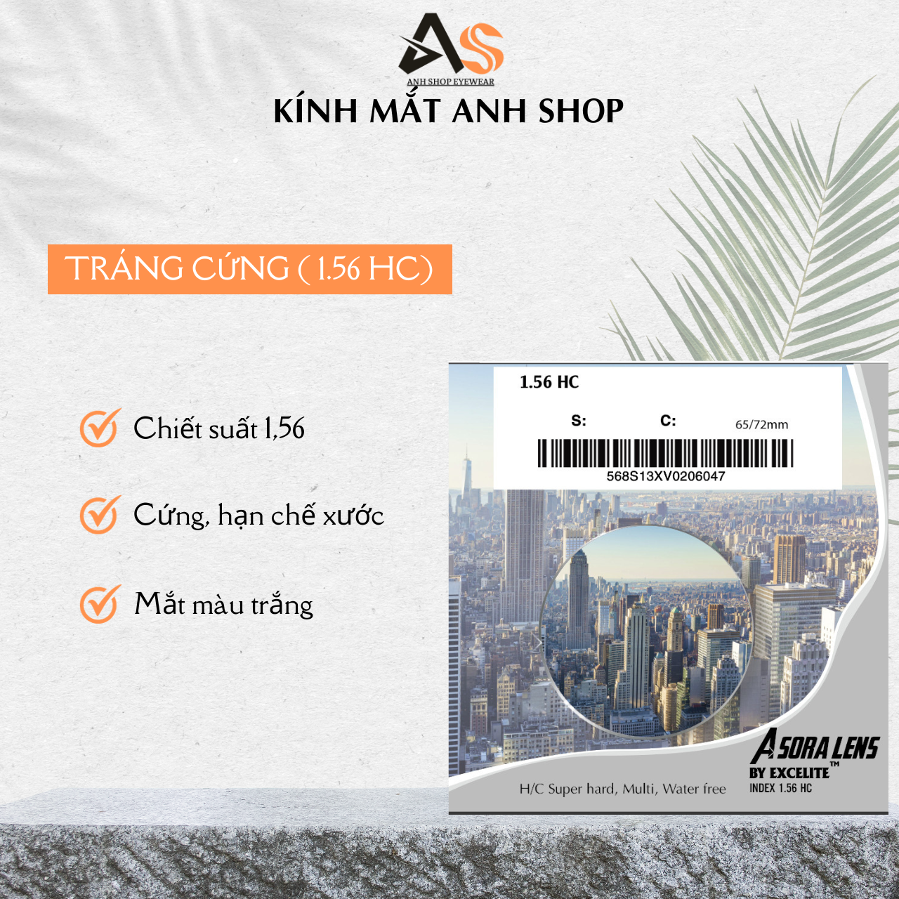 [3-5/8 Hoàn Tiền 25%] Tròng kính cận mắt tráng cứng màu trắng