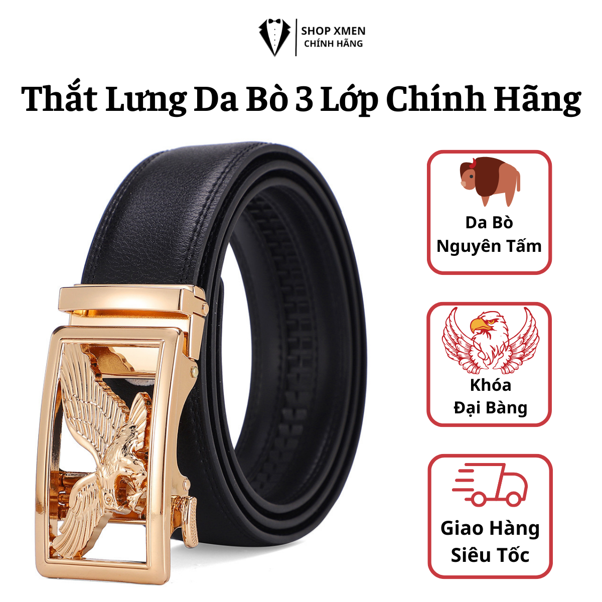 Thắt lưng da cao cấp thiết kế khóa hình đại bàng 115cm t52