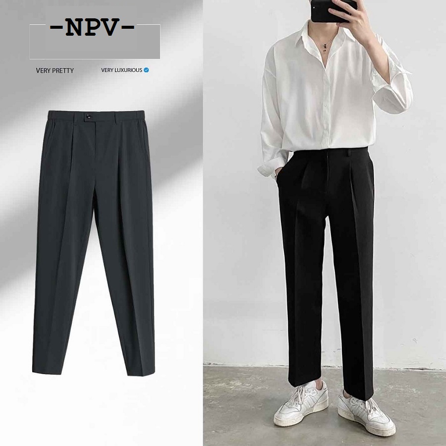 [Hoàn tiền 20%] Quần âu Nam - Quần Tây Nam Công Sở Đen Cá Tính Dáng Ôm Chuẩn Vải Mỏng Nhẹ Không Nhăn Không Xù NPV