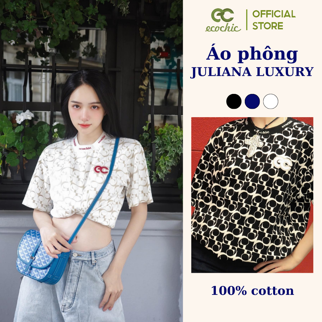   Nhập mã LAZSOCIAL99 30% tối đa 99k Áo Phông ECOCHIC JULIANA Tee ESSENTIALS Chính Hãng Unisex Form Rộng Oversize Cotton B034 