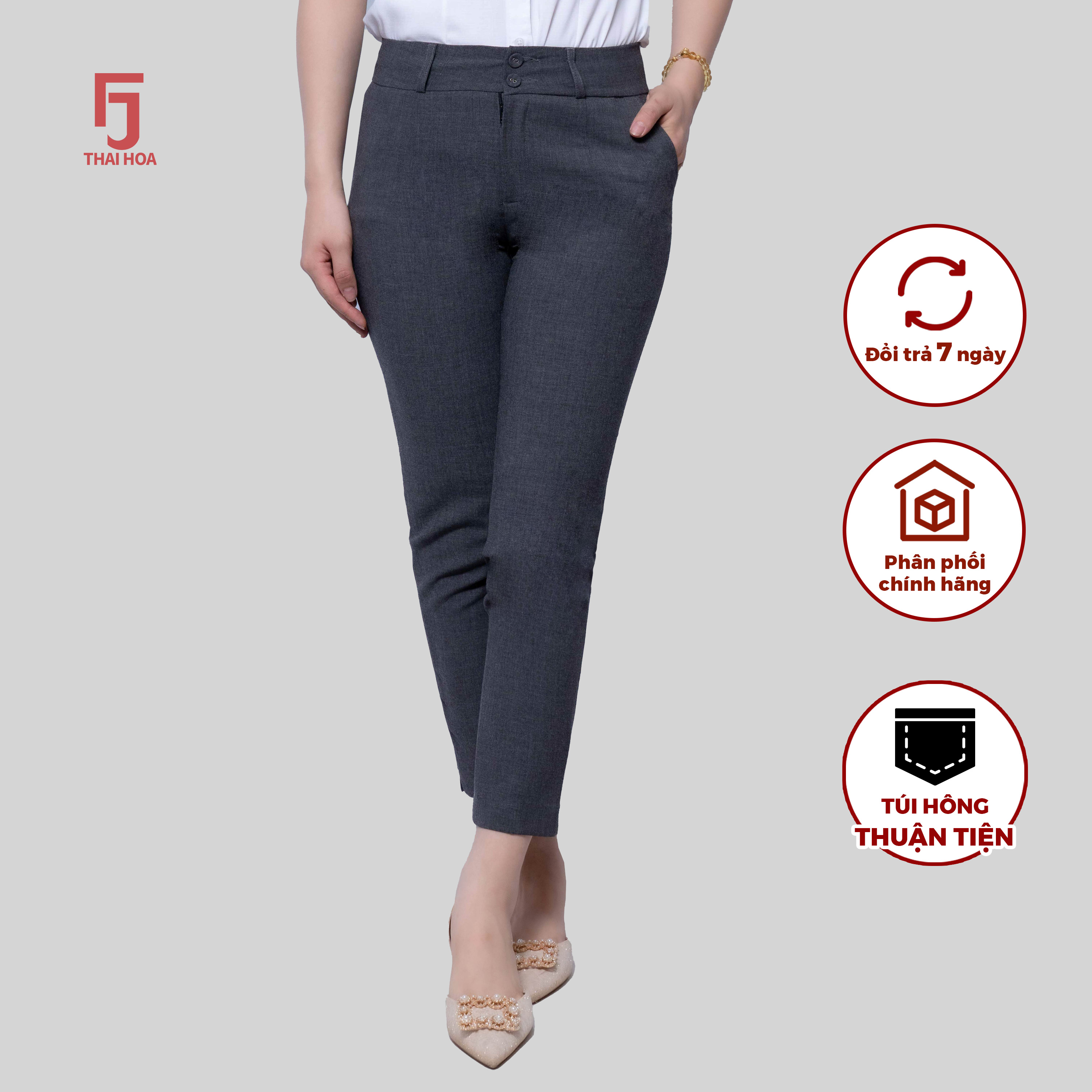 Quầy tây nữ công sở Thái Hòa 2C318 màu xám chì