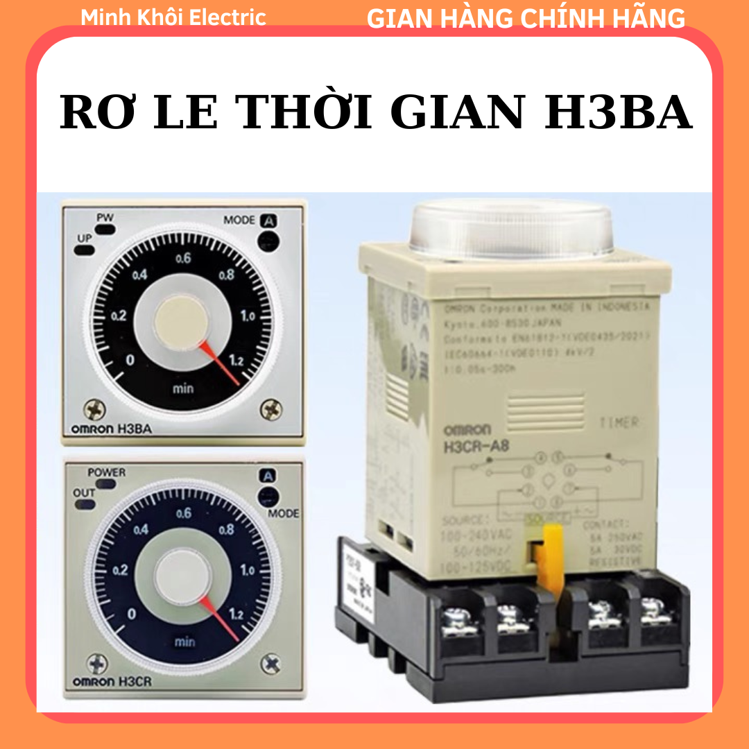Rơ Le Thời Gian H3BA-8 Hẹn Giờ, bộ định thời gian h3ba, bộ đặt thời gian, timer hẹn giờ, relay thời gian, bộ định thời, bộ đặt thoi gian
