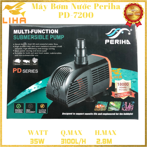 Bơm Nước Periha PD-7200 (35W-3100L/H-2.8M) - Bơm Periha PD7200 Lọc Nước Cho Hồ Cá Cảnh