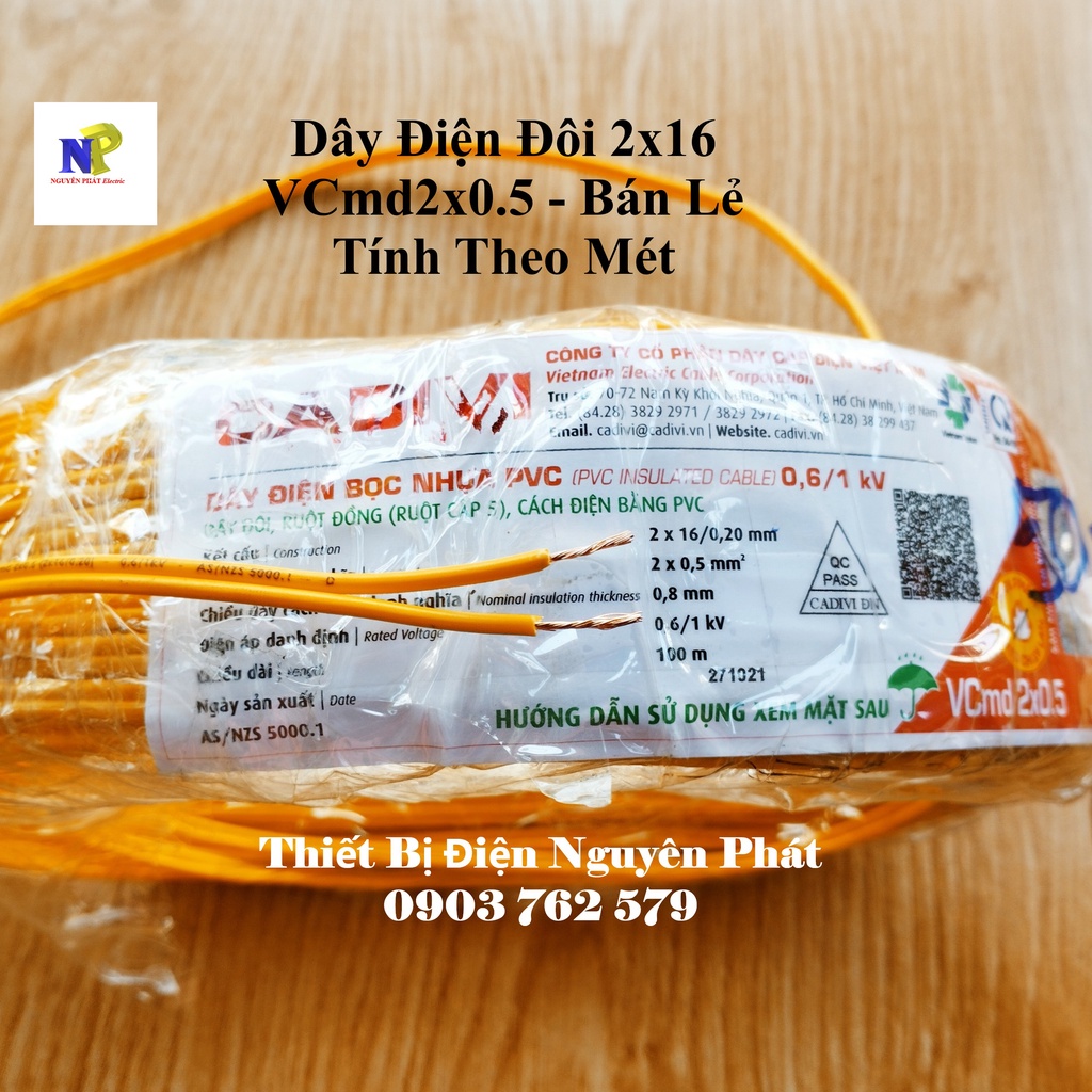 Dây điện đôi 2x16 vcmd2x0.5 - lẻ 1 mét
