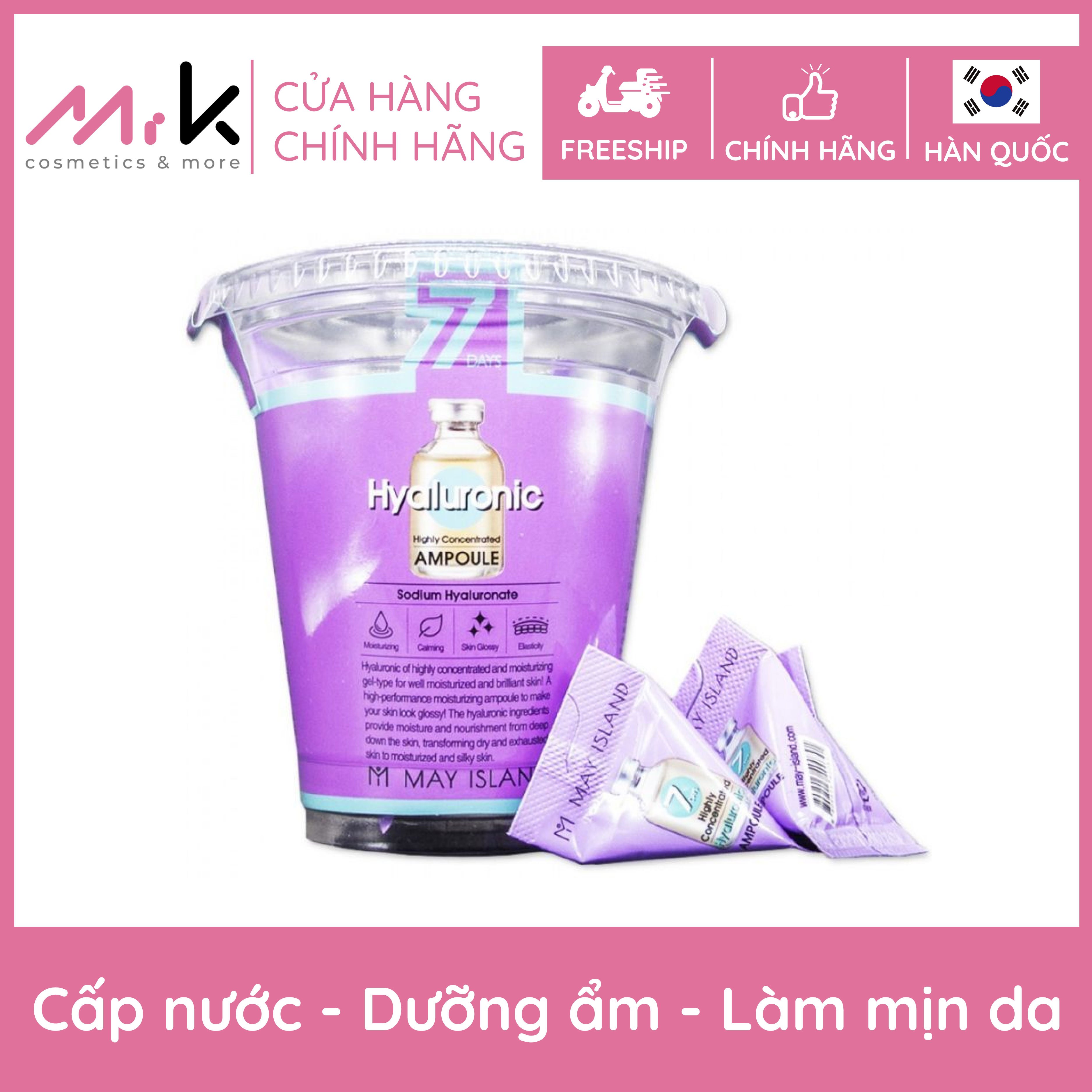 Tinh chất serum cấp nước May Island Seven Days Hyaluronic Ampoule chính hãng Hàn Quốc, cấp nước, dưỡng ẩm 3g*12ea