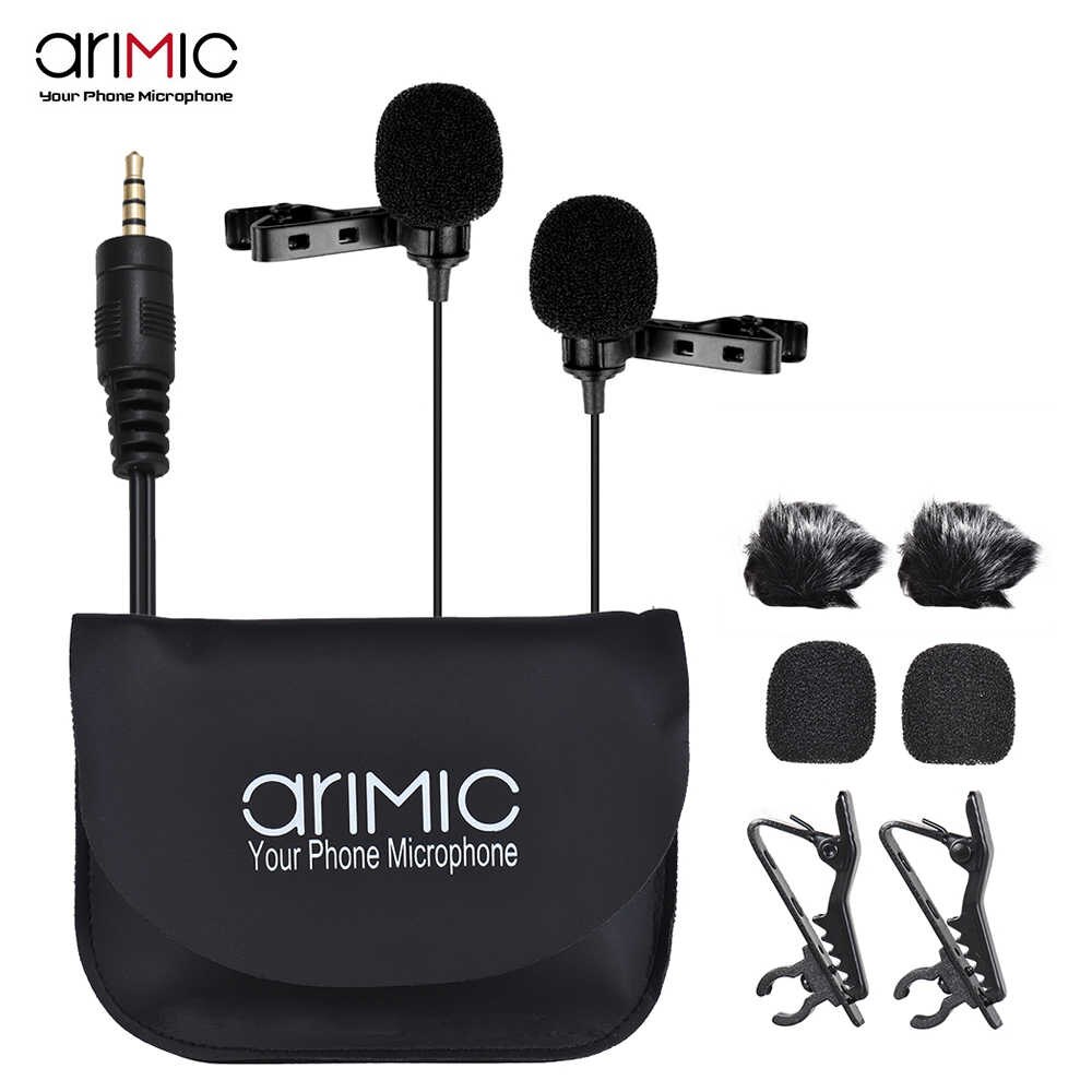Micro cài áo 2 đầu mic cho điện thoại và máy ảnh AriMic Clip-on Dual Lavalier