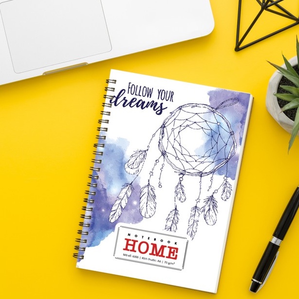 Hải tiến sổ lò xo bìa bồi cao cấp home a6 200trang - lốc 5 quyển