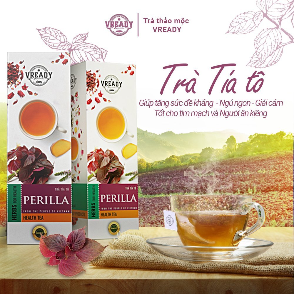 Trà Tía Tô Vready - Trà Túi Lọc Thanh Nhiệt, Giải Cảm, Giảm Cân Hiệu Quả