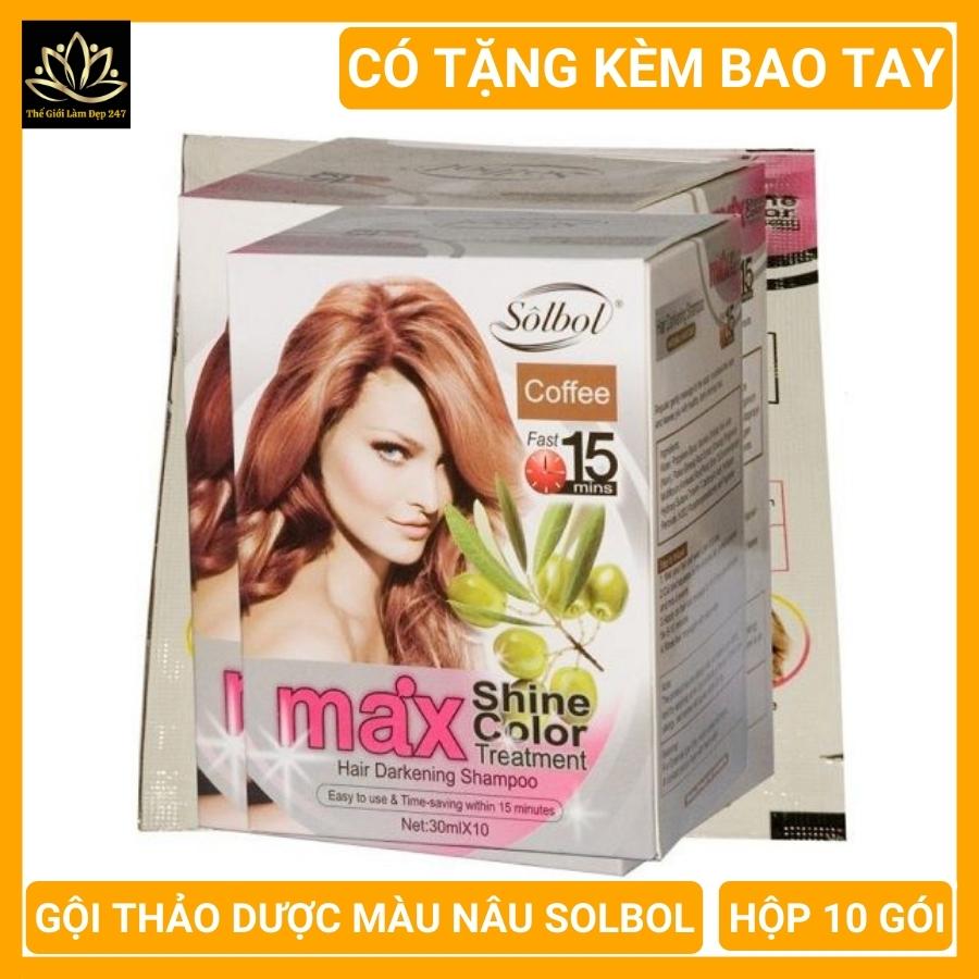 [Phủ Bạc] Combo 10 gói Gội nhuộm Đầu Gội Là Nâu Hair Brown ShampooBolsa Chesstnut fast 15 mins