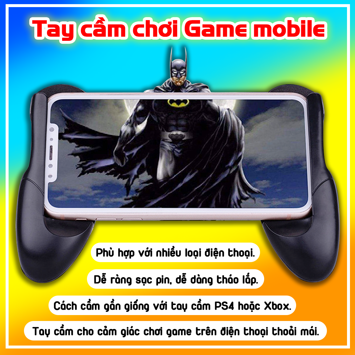 [Vouchers tích lũy] Tay cầm chơi game điện thoại kiêm giá đỡ smartphone nhiều kích thước hỗ trợ chống rung, chống trơn trượt.
