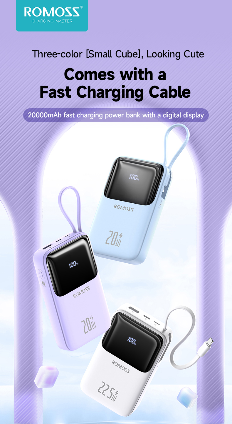 Pin sạc dự phòng hỗ trợ sạc nhanh kèm cáp sạc romoss pfc20 dung lượng 20000mah powerbank 22.5w / pd20w