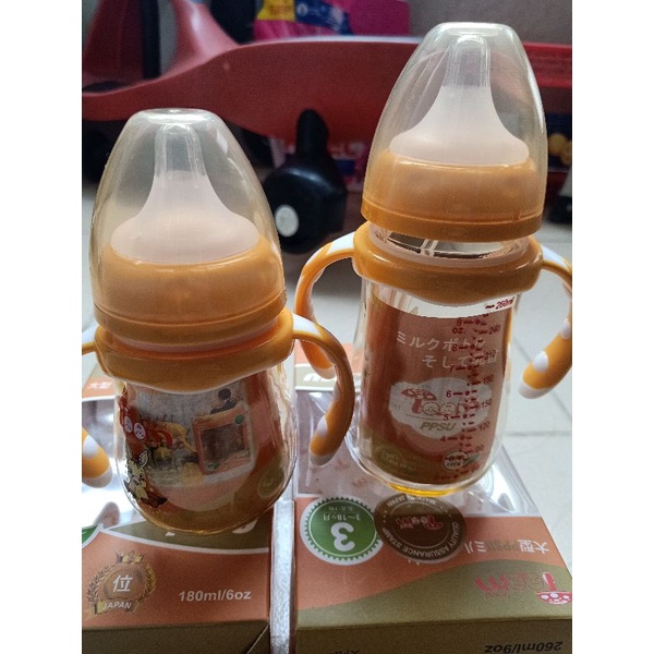 Bộ 2 bình sữa PPSU-Toom 180ml và 260ml tặng kèm theo 1 van chống sặc, ống hút,1 núm ti thay thế