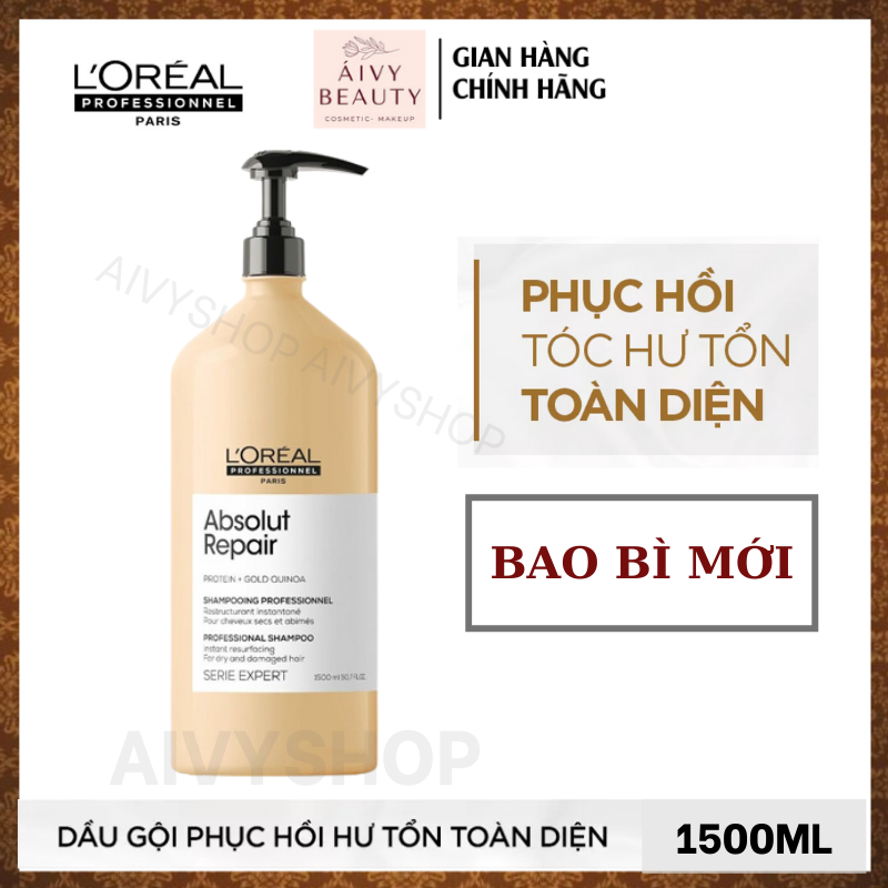 Dầu Gội Chăm Sóc Tóc Hư Tổn Loreal Professional Absolut Repair Lipidium 1500ml