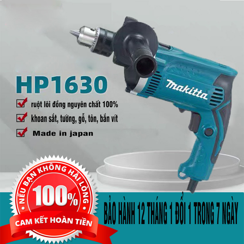 HÀNG LOAI 1 CÔNG NGHỆ NHẬT Máy khoan cầm  tay Makita HP1630 1200W - máy khoan tường lỗi đồng bảo hành 12 tháng